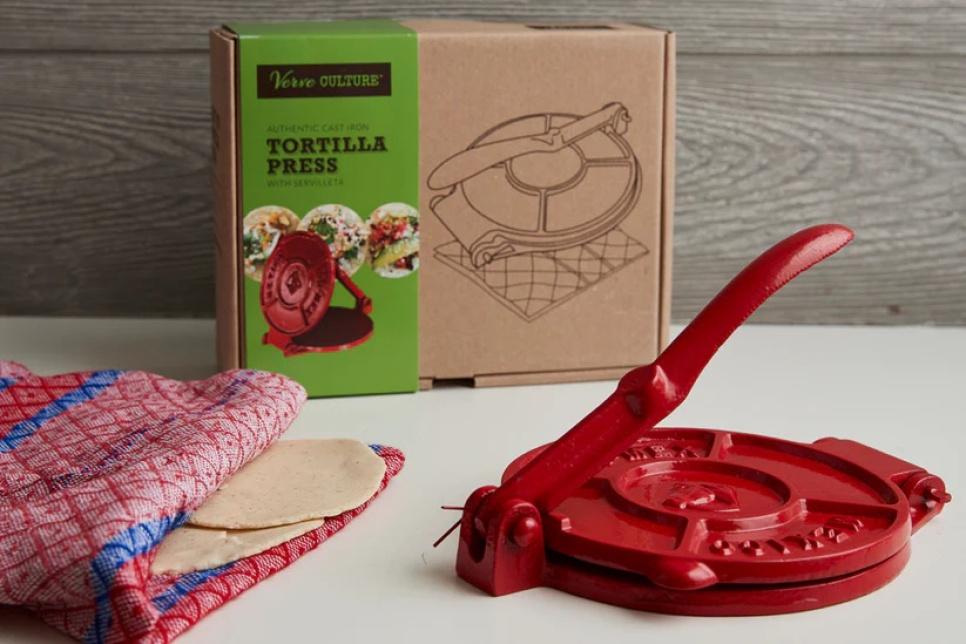 Cast Iron Tortilla Press, Red, with Servilleta – Verve Culture