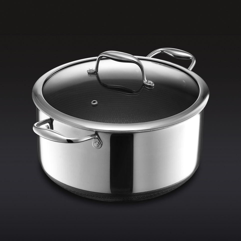 Pot with glass lid, nonstick, 7.6 L - Hexclad in the group Cooking / Pots & Pans / Pots at KitchenLab (2262-33384)