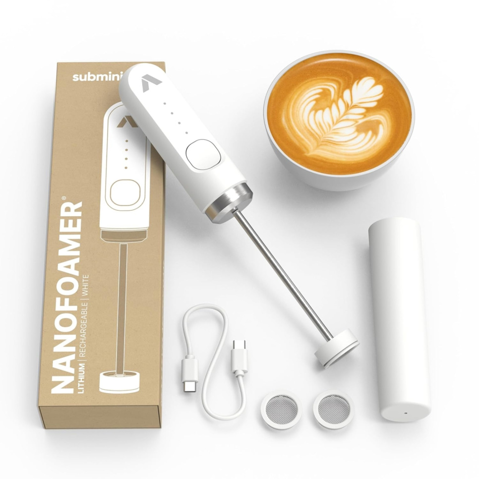 Subminimal NanoFoamer Lithium milk frother, white